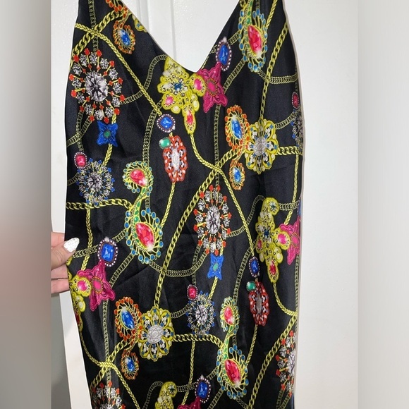 New! L’Agence Jodie Black 100% Silk Jewel Print Slip Dress 💎 size 2 - Picture 13 of 16